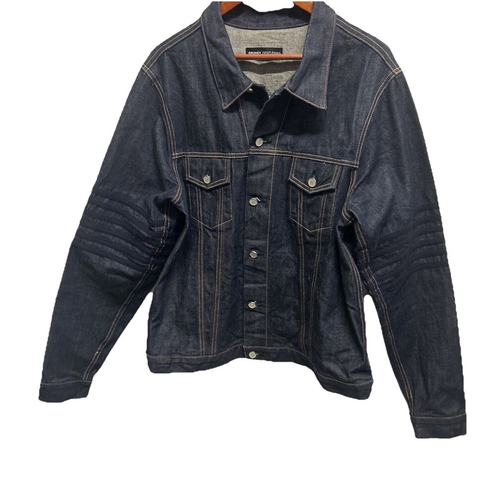 Grungy Gentleman Jacket Mens XXL Denim Trucker Made in USA Selvedge Stripe Blue